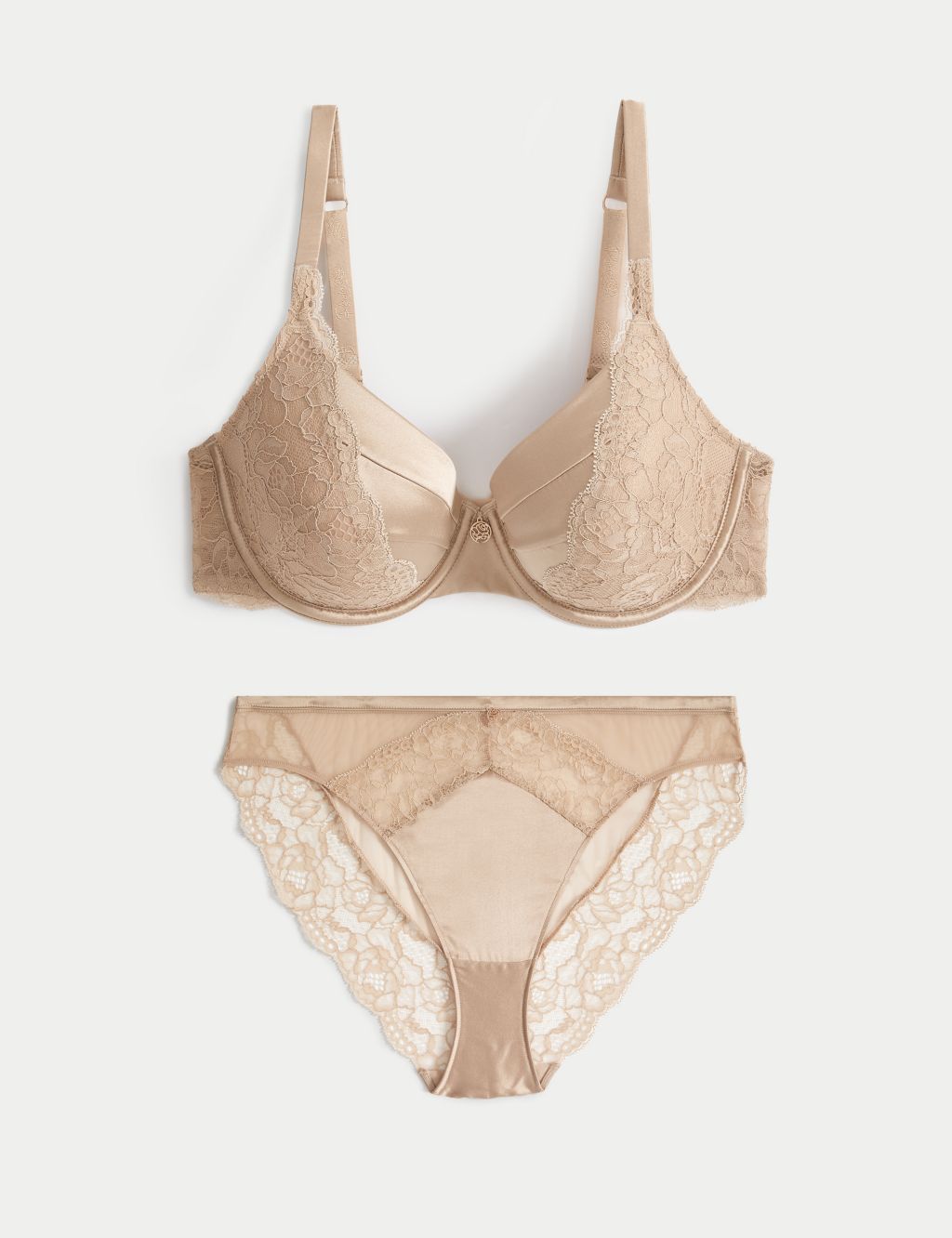Silk & Lace Wired Full Cup Bra Set A-E image 2