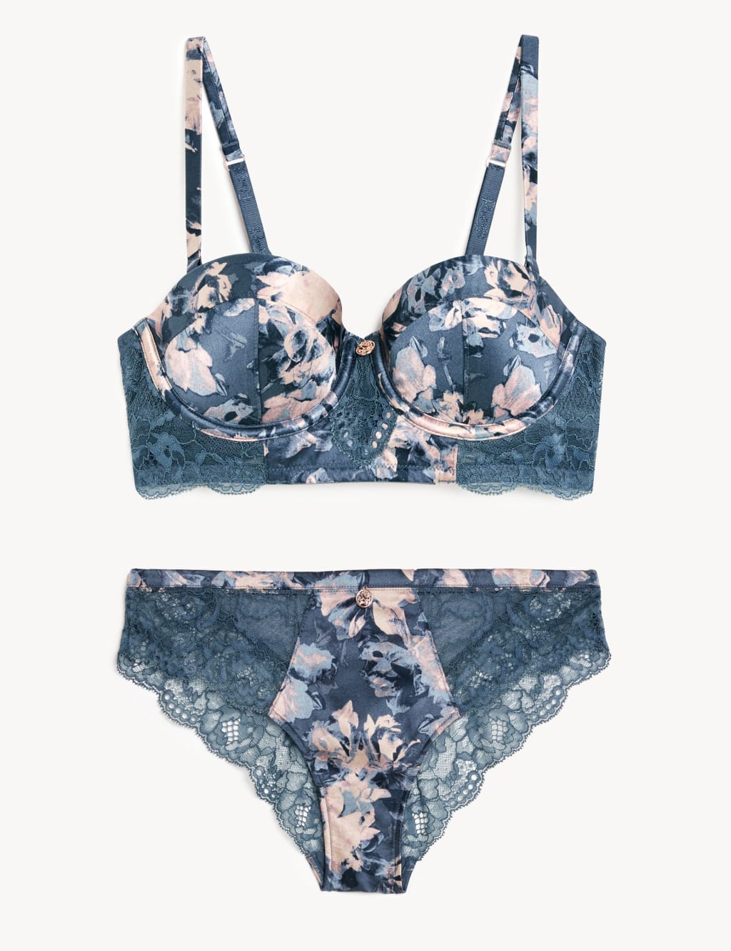Lunaria Silk Wired Longline Balcony Bra Set A-E image 2