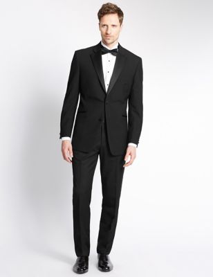 Black Regular Fit Wool Tuxedo Suit