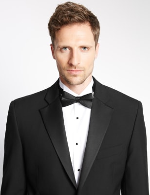 Black Regular Fit Wool Tuxedo Suit