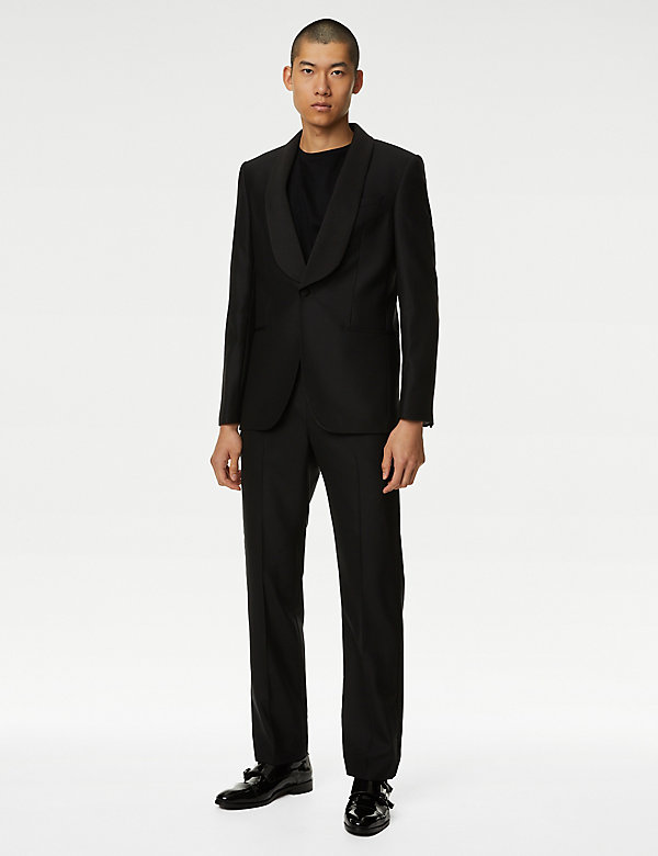 Regular Fit British Pure Wool Tuxedo Suit - QA