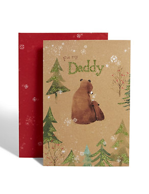 Daddy Cute Illustrated Bears Christmas Card Image 2 of 4