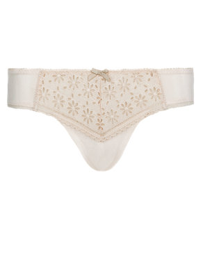 Daisy Embroidered Low Rise Brazilian Knickers Image 2 of 4