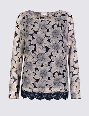Daisy Floral Laced Hem Jersey Top Image 2 of 4