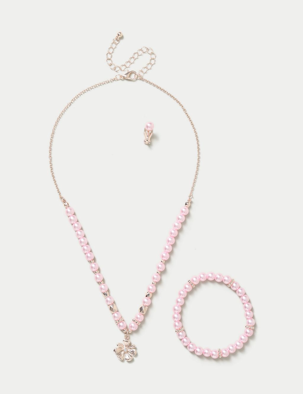 Daisy Pink Necklace and Bracelet Set 1 of 2
