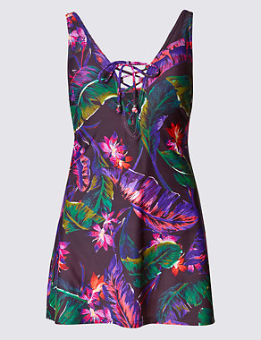 Dark Tropics Print Swim Dress Image 2 of 3