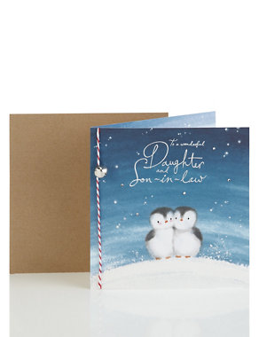 Daughter & Son-In-Law Cute Penguin Christmas Card Image 2 of 3