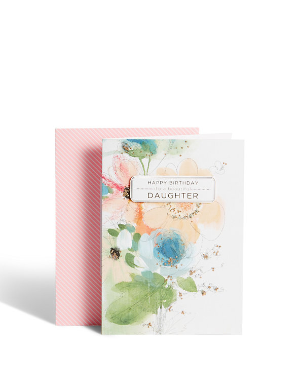 Daughter Artistic Floral Design Birthday Card Image 1 of 2