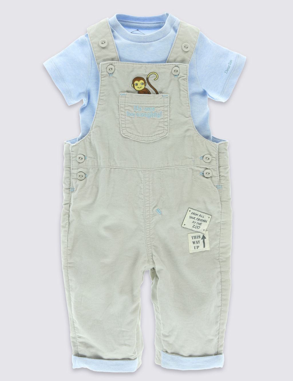 Dear Zoo 2 Piece Pure Cotton Dungaree & Bodysuit Outfit 3 of 5