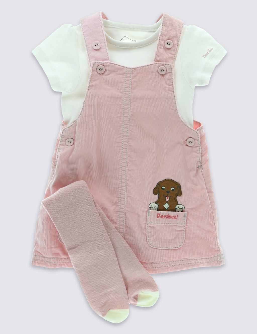 Dear Zoo 3 Piece Cotton Rich Bodysuit, Pinny & Tights Outfit 3 of 6