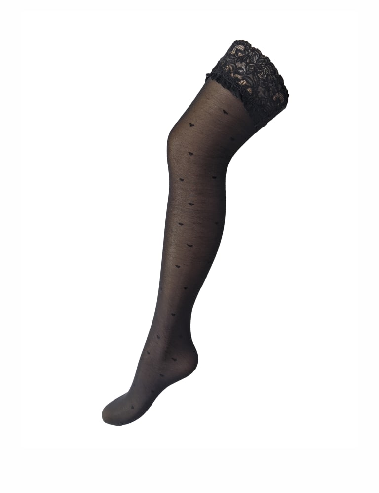 Pour Moi Love Luxe 15 Denier Heart Tights - Black