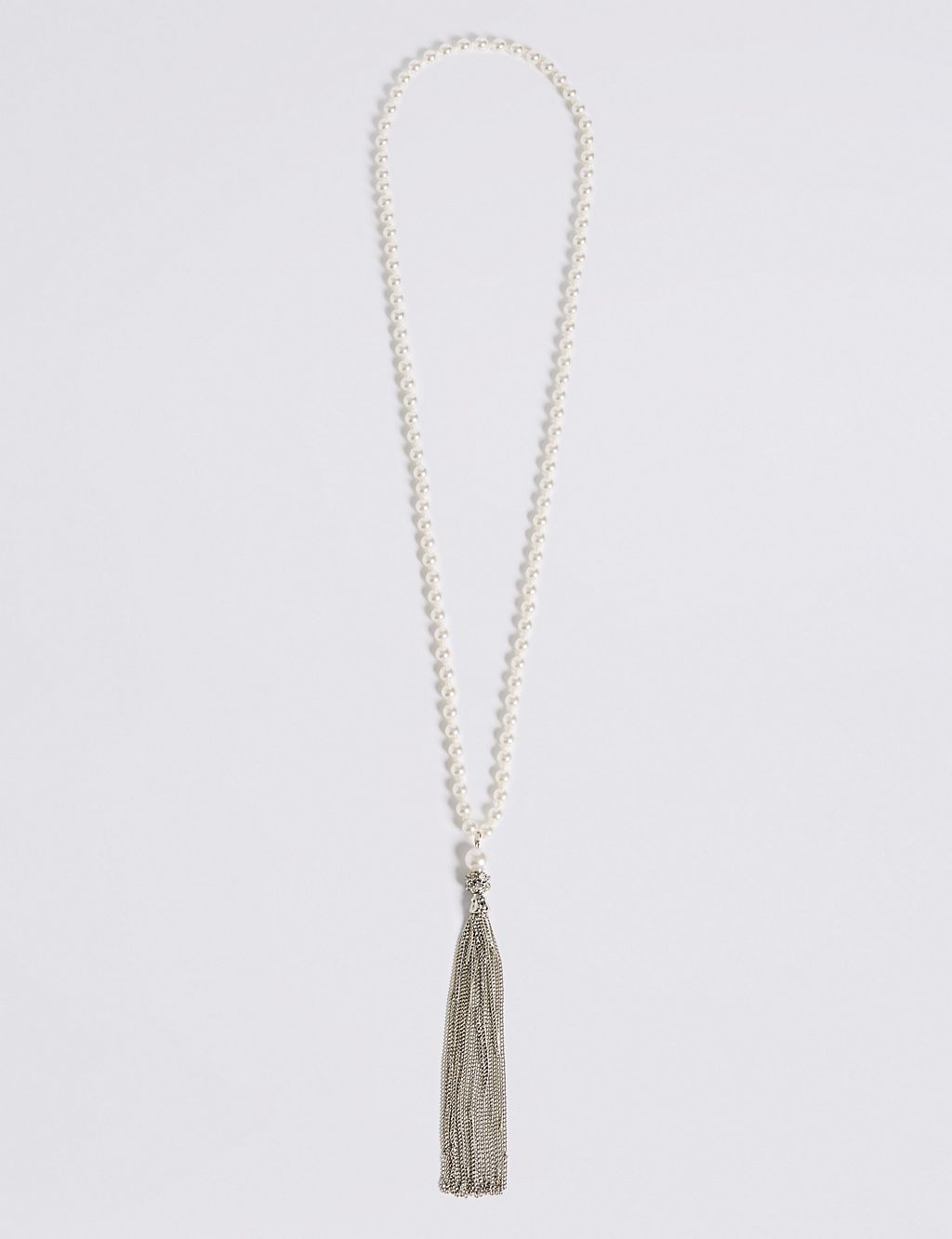 Decadent Pearl Effect Tassel Necklace 1 of 2