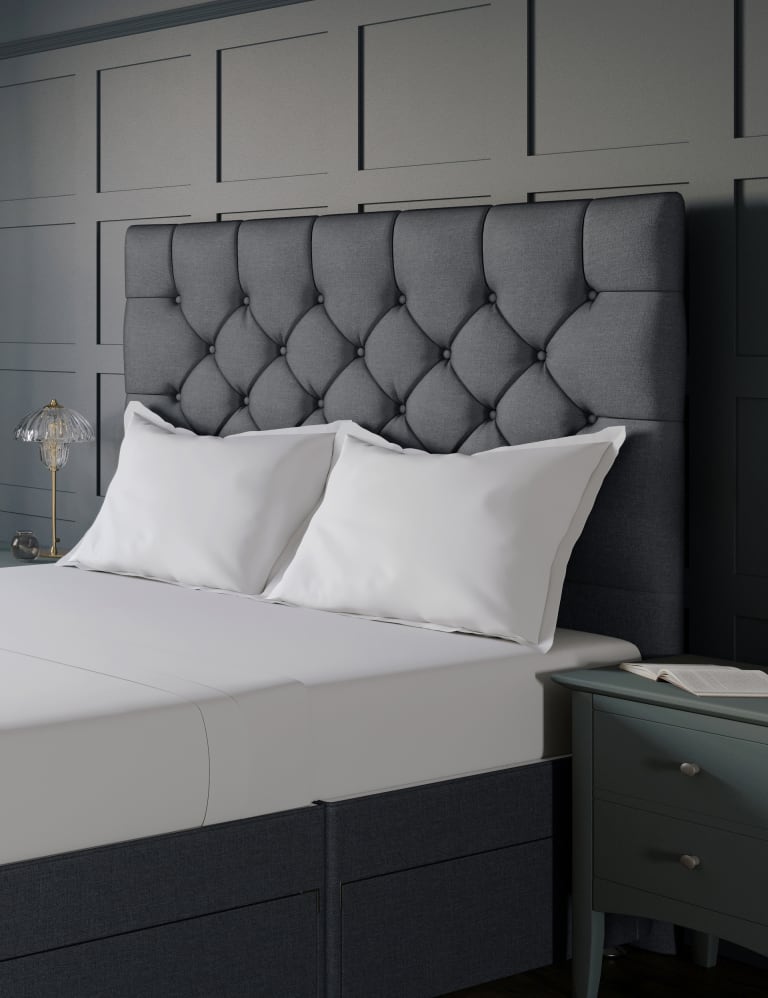 Gray button headboard sale