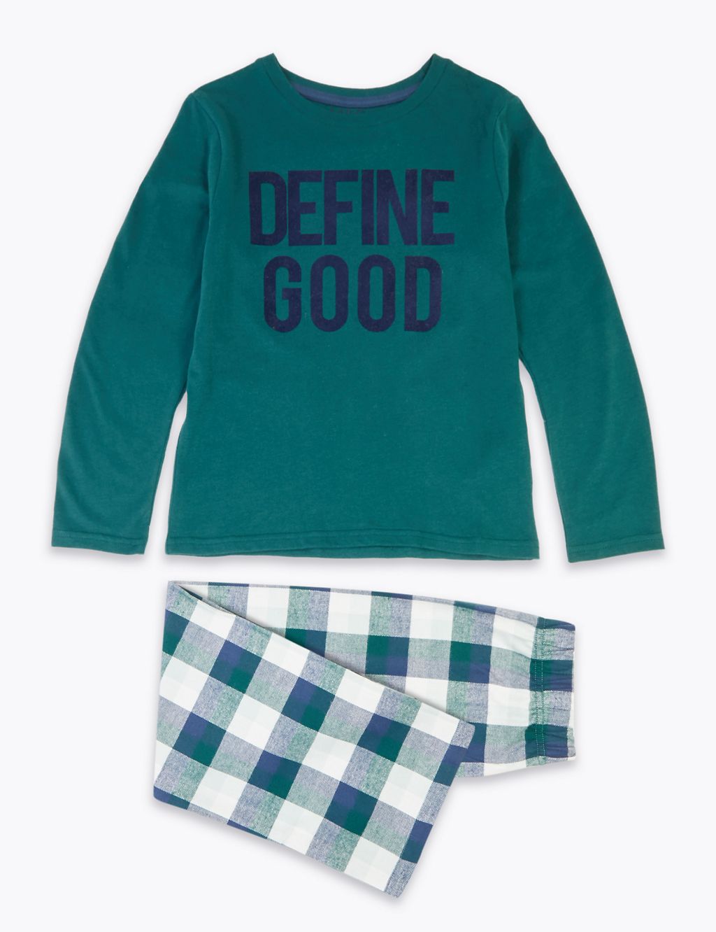 Define Good Slogan Checked Pyjama Set (1-16 Years) 1 of 5
