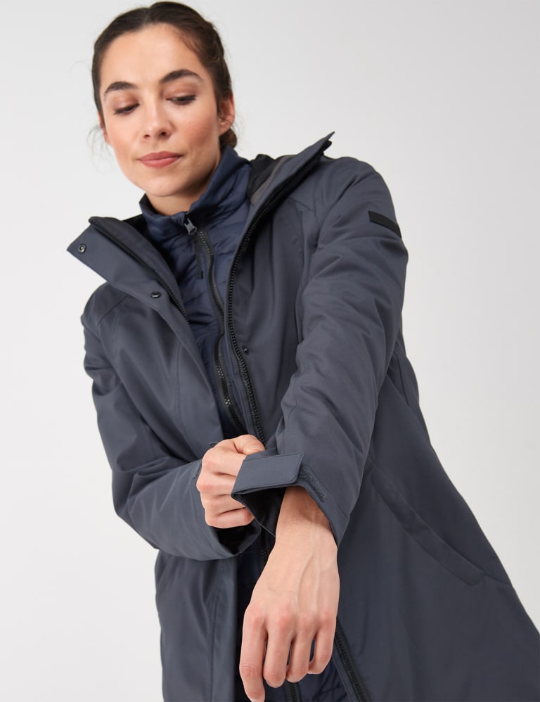 Grey hooded raincoat online