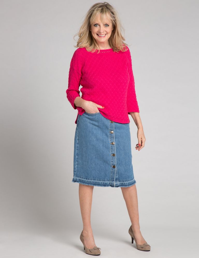 Denim A-Line Midi Skirt 1 of 5