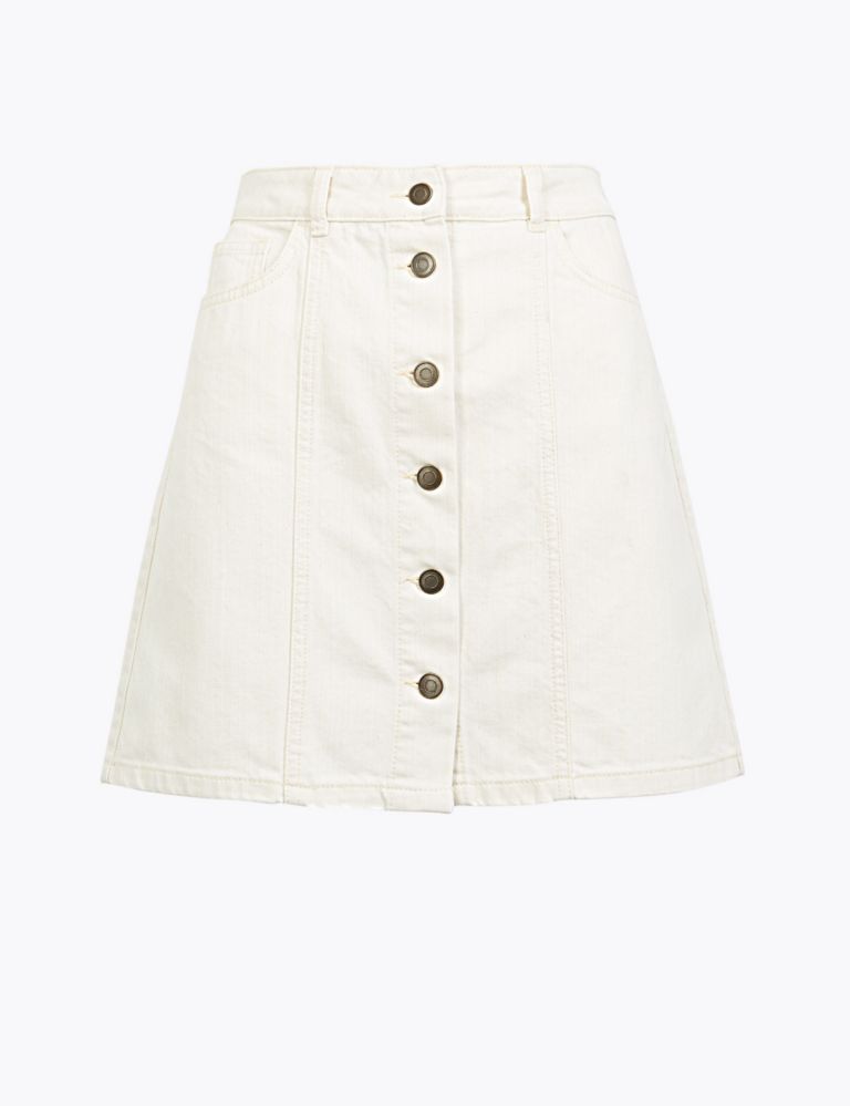 Denim A-Line Mini Skirt 2 of 4