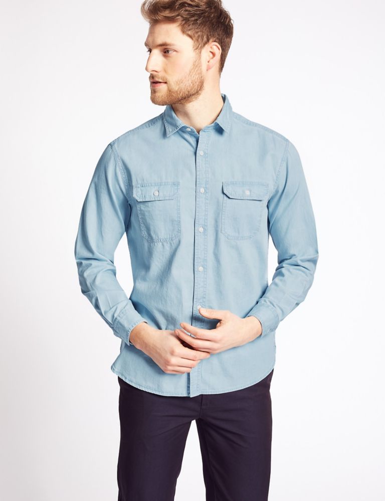 Denim Authentic Shirt with Pockets 1 of 5