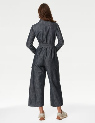 Denim Belted Ankle Grazer Jumpsuit