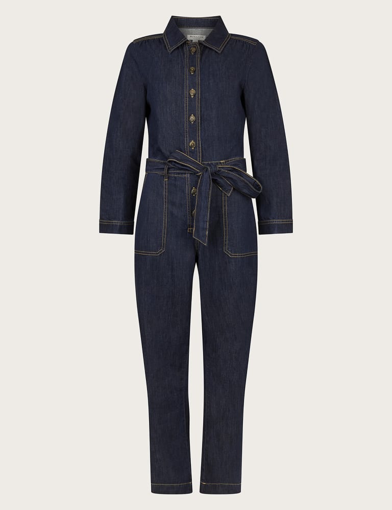 Denim Belted Long Sleeve Jumpsuit Monsoon M S