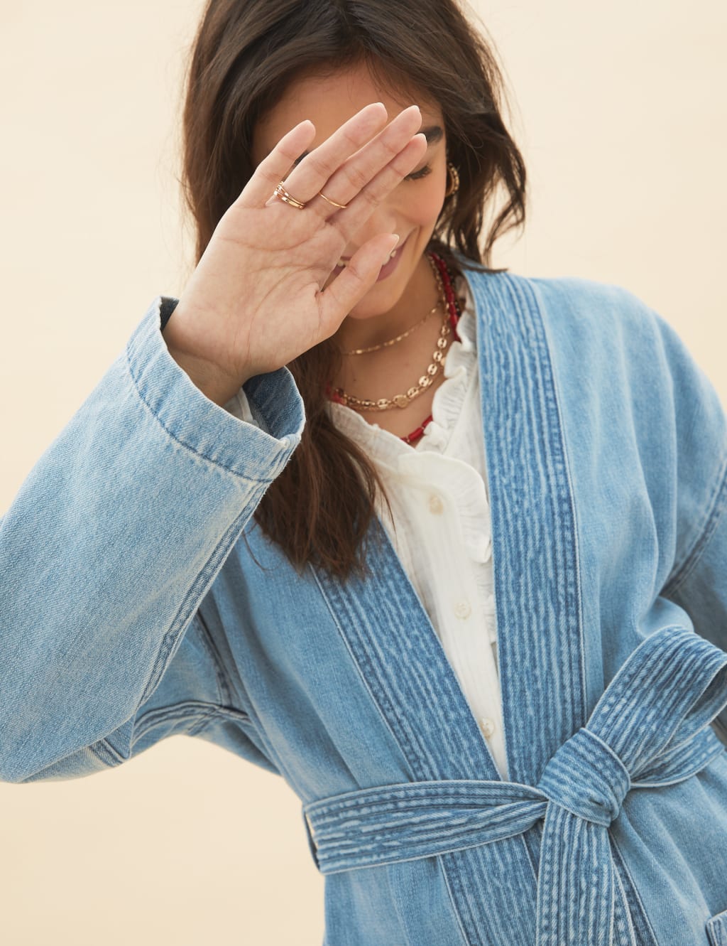 Denim Belted Longline Kimono Per Una M S
