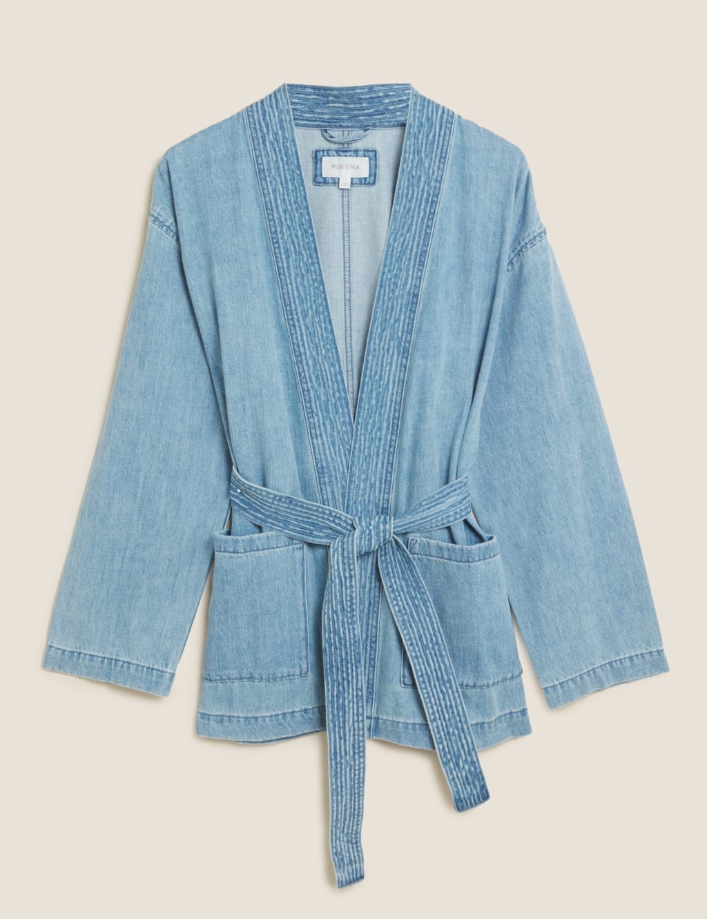 Denim Belted Longline Kimono Per Una M S