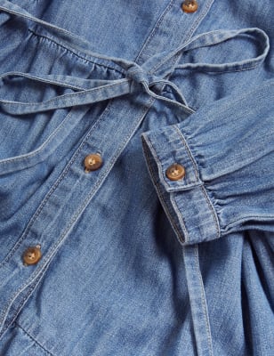 Denim Belted Midaxi Tiered Shirt Dress Image 7 of 7