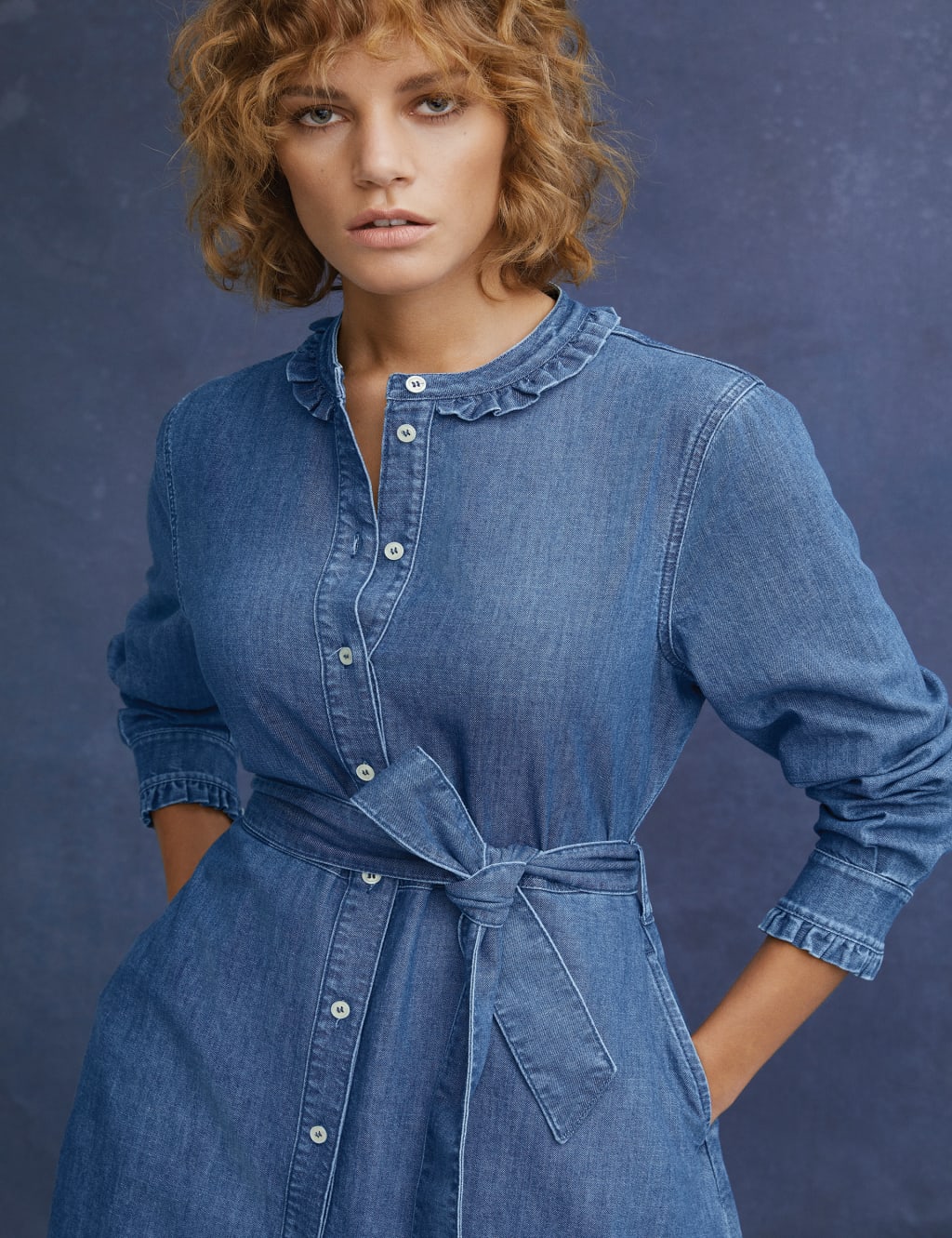 Denim Belted Midi Shirt Dress M S Collection M S