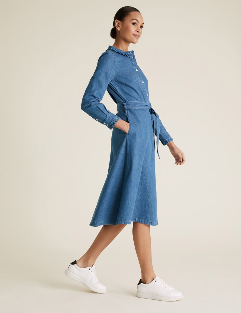 Denim Belted Midi Shirt Dress, M&S Collection