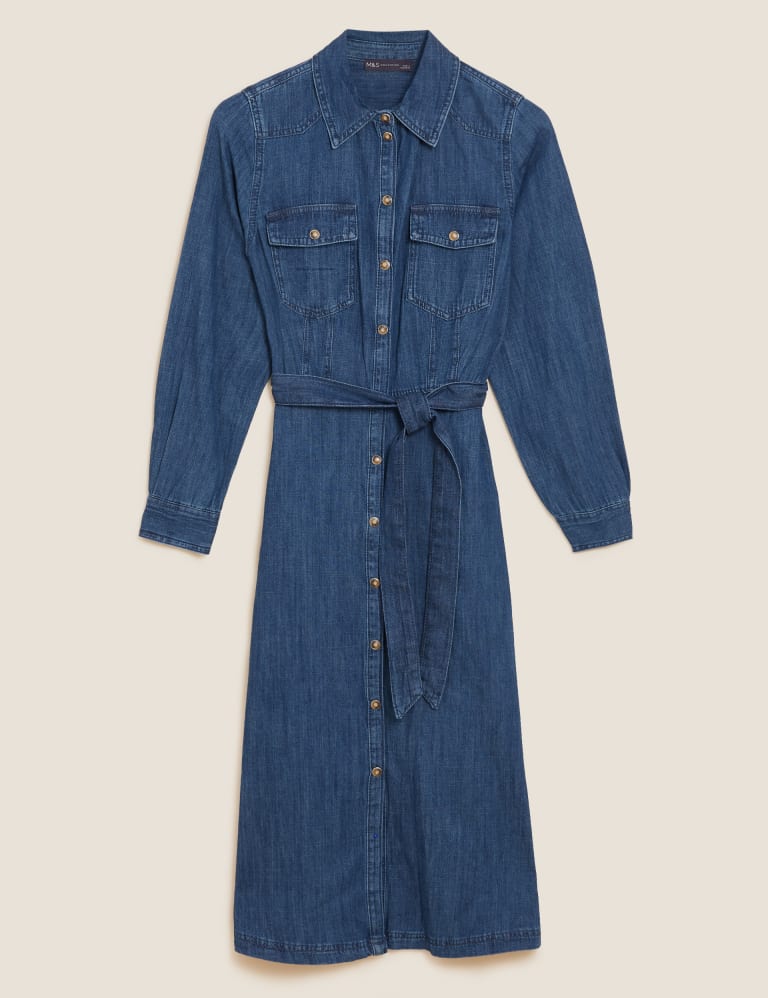 Denim Belted Midi Shirt Dress, M&S Collection