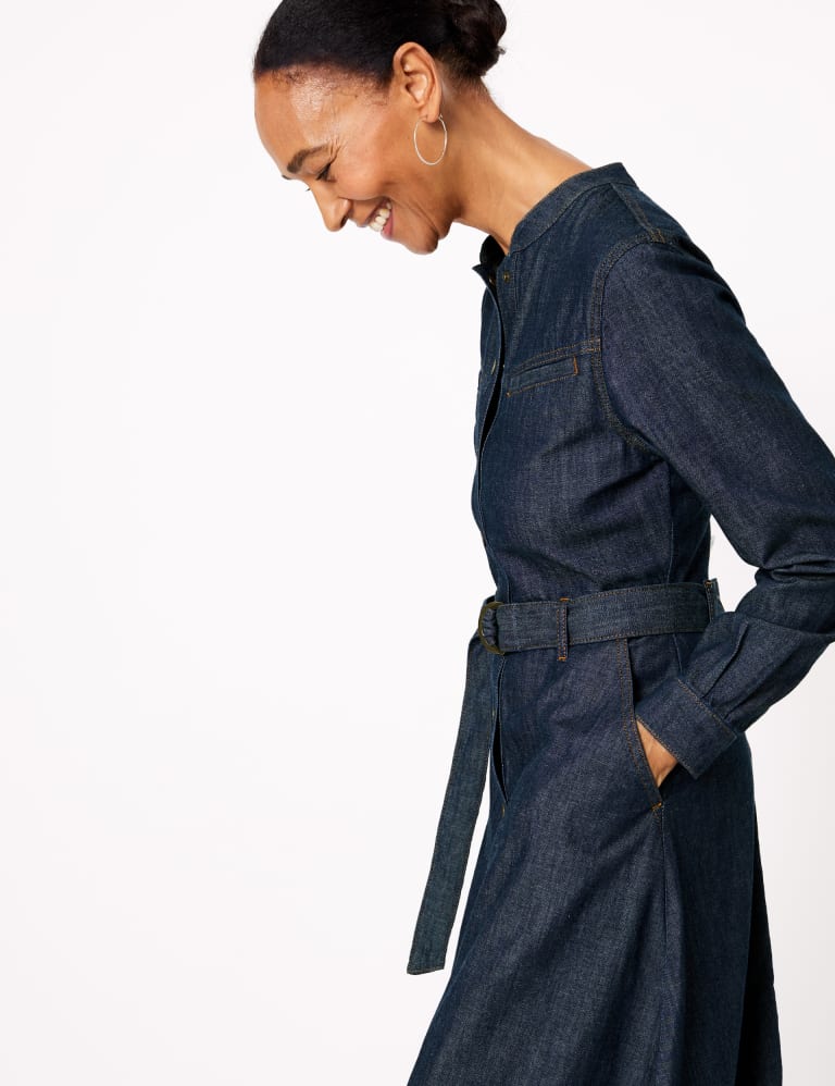 Denim Belted Midi Shirt Dress M S Collection M S