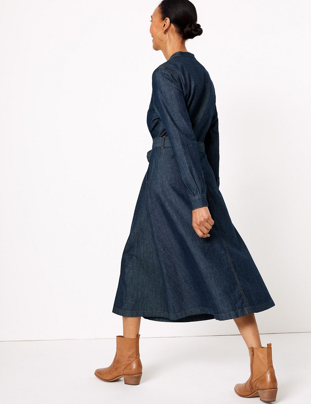 Denim Belted Midi Shirt Dress | M&S Collection | M&S