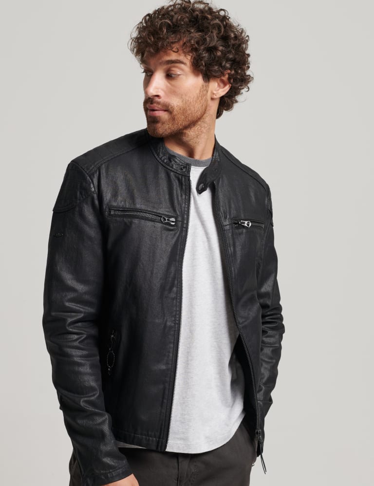 Mens denim moto jacket sales