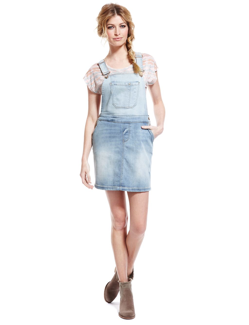 Denim Bleached Pinafore 2 of 5