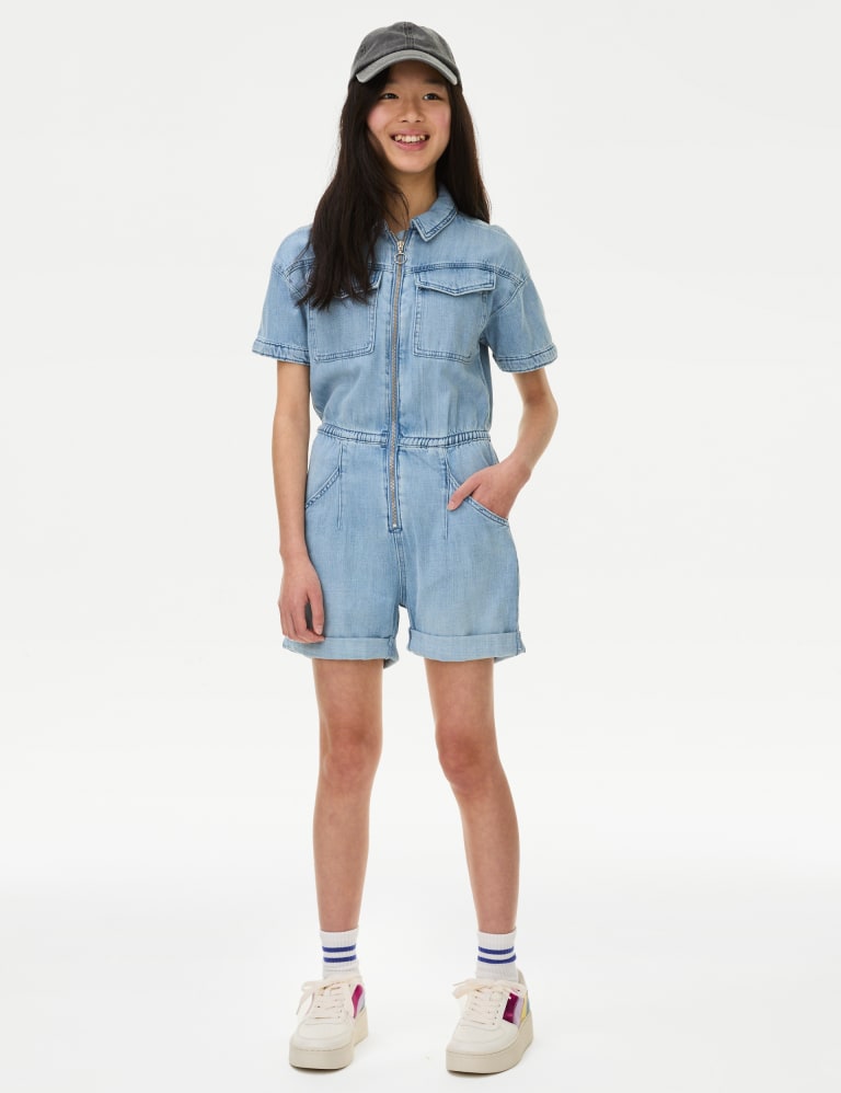 Denim romper suit sales