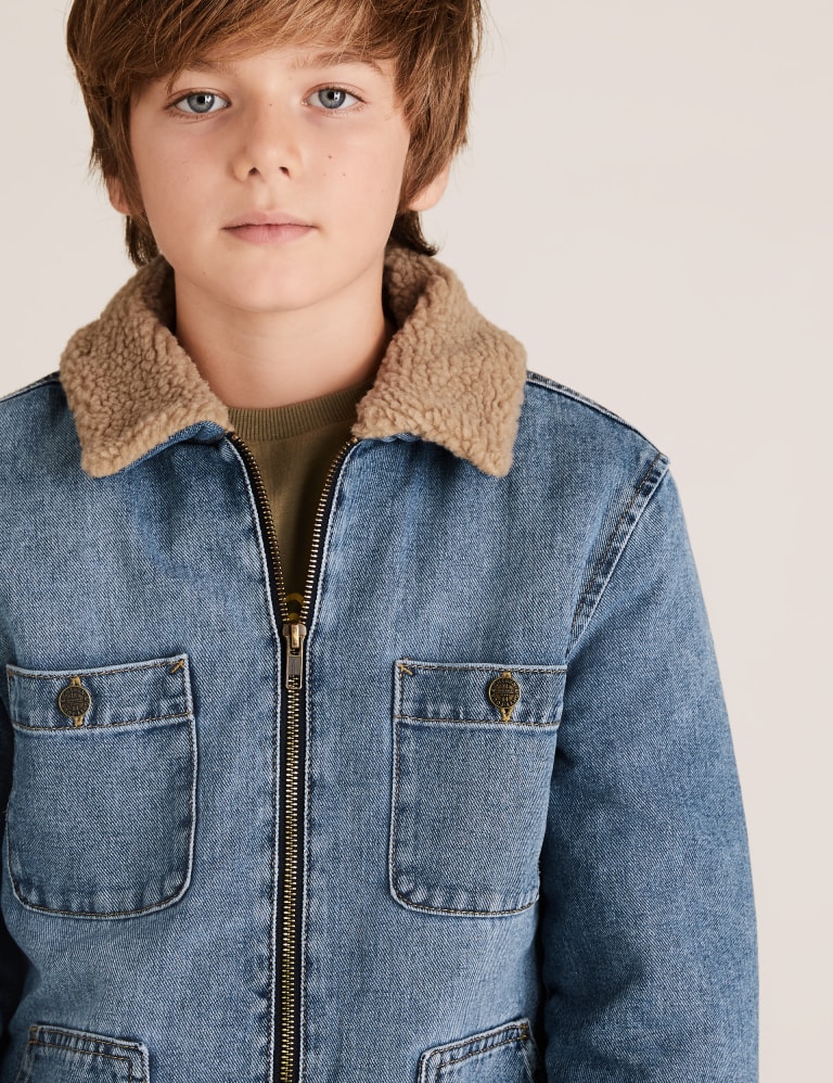 Boys borg lined denim jacket outlet