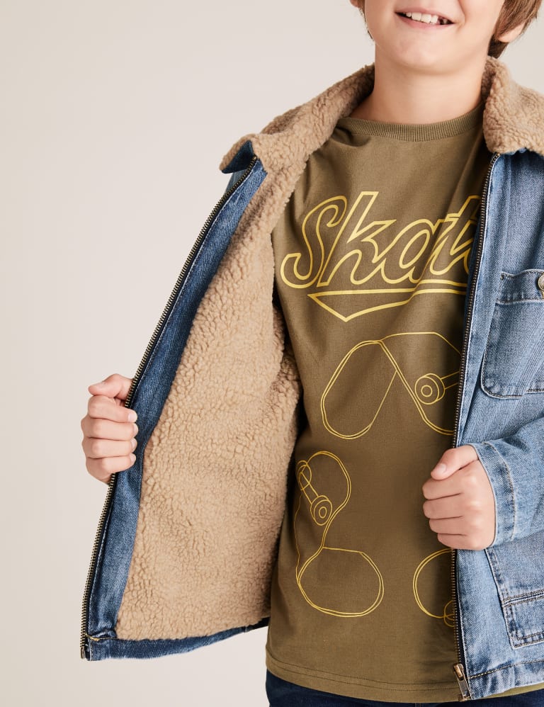 Boys denim borg jacket top
