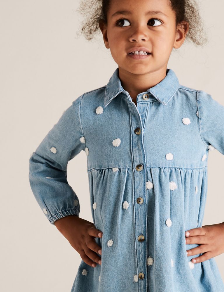 Denim Boucle Spotted Shirt Dress (2-7 Yrs) 3 of 4