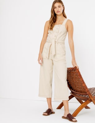 Cream denim hot sale jumpsuit