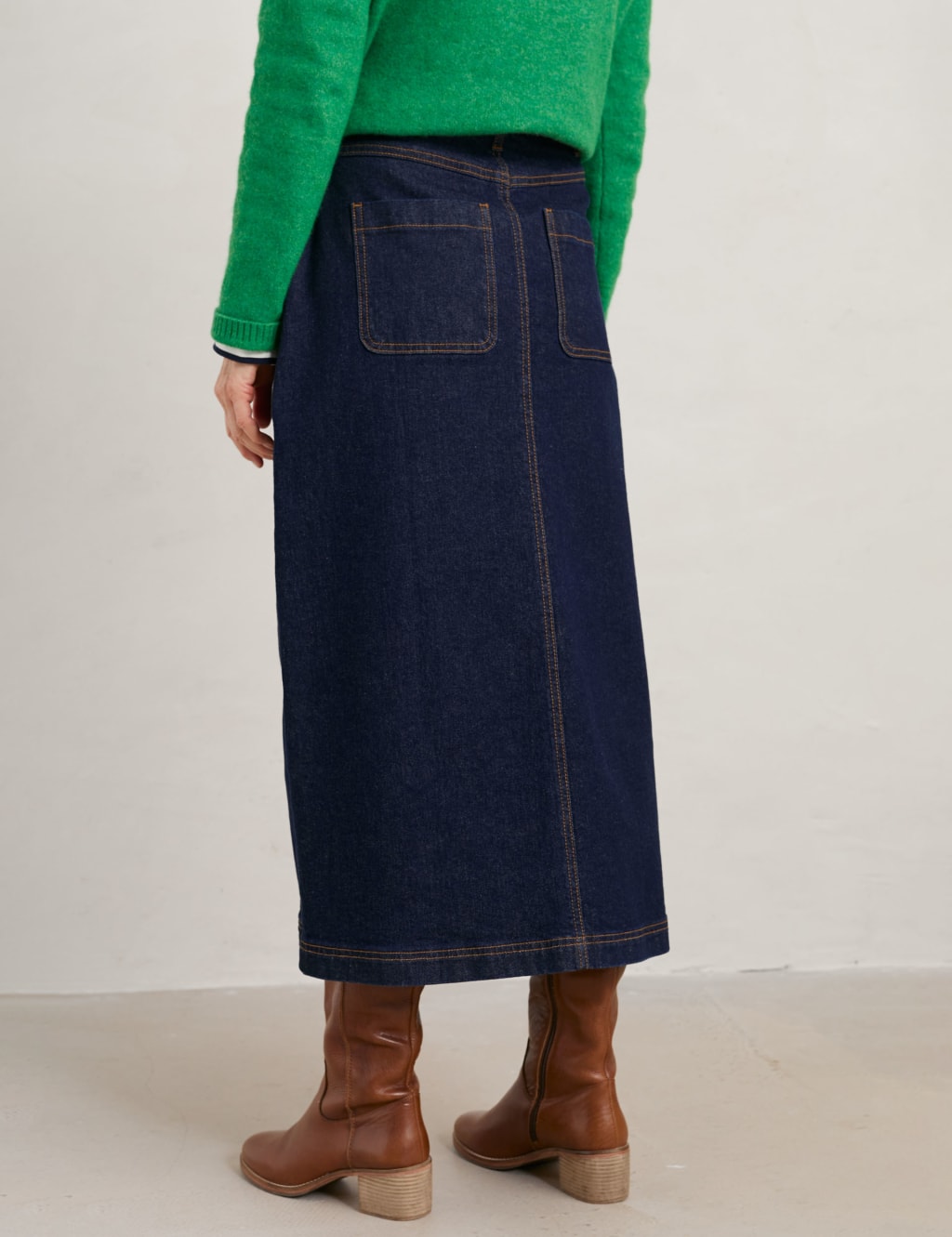 Denim Button Front Midi Pencil Skirt Seasalt Cornwall M&S