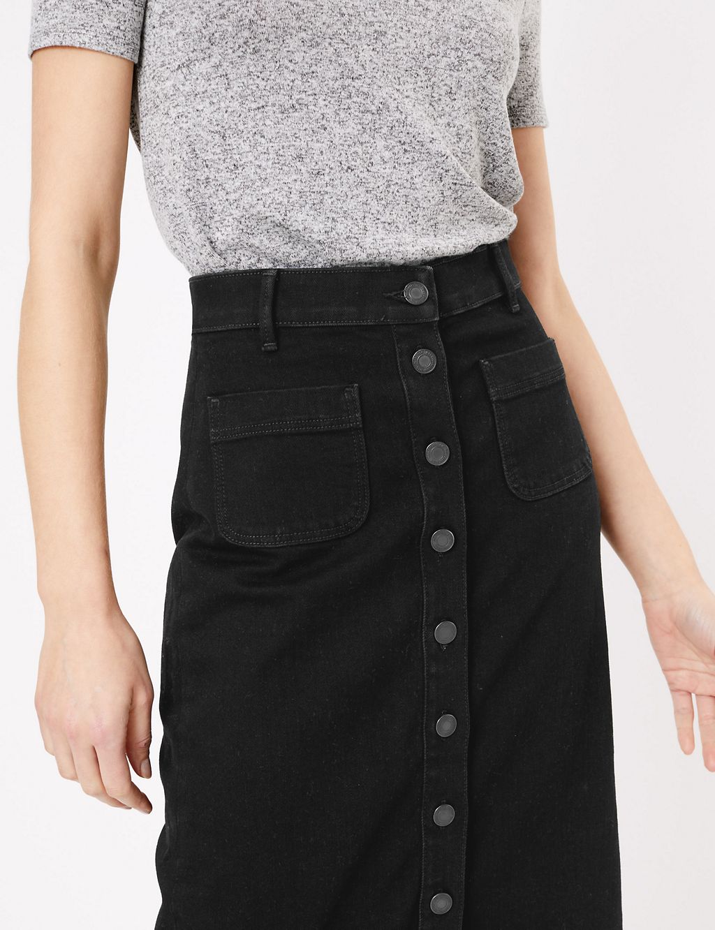 Denim Button Front Midi Skirt | M&S Collection | M&S