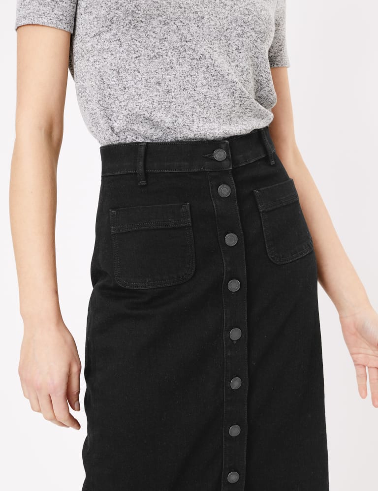 Button front skirt black store