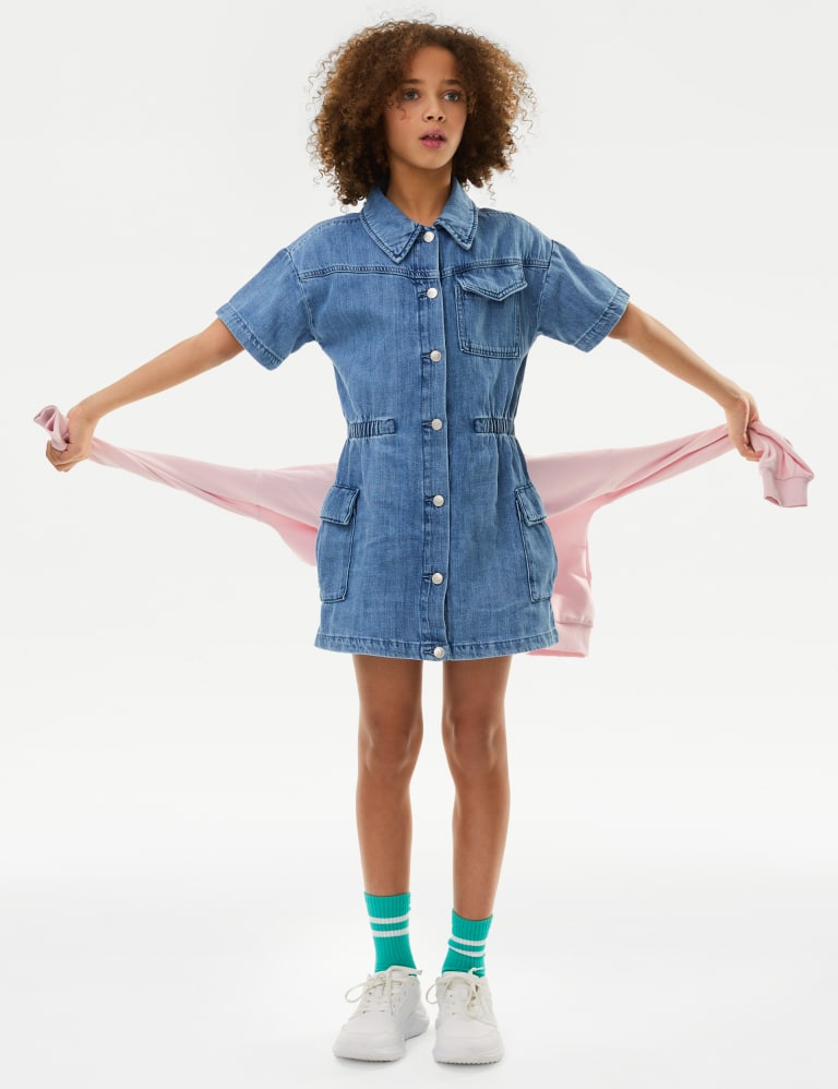 Denim Cargo Dress (6-16 Yrs) 1 of 4