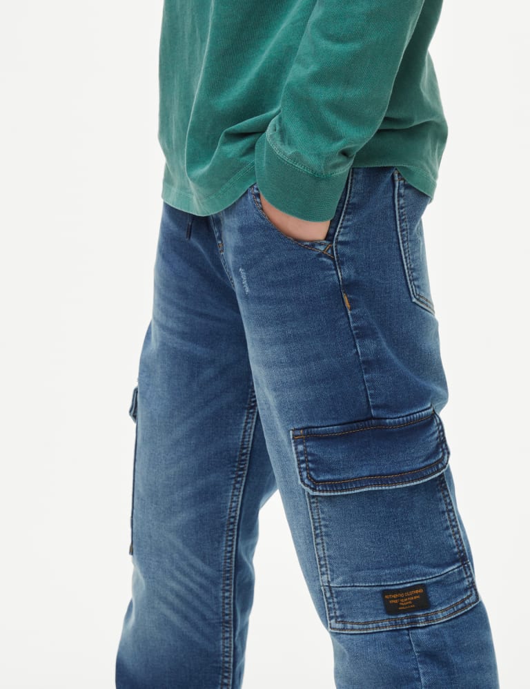 Denim cargo joggers shop