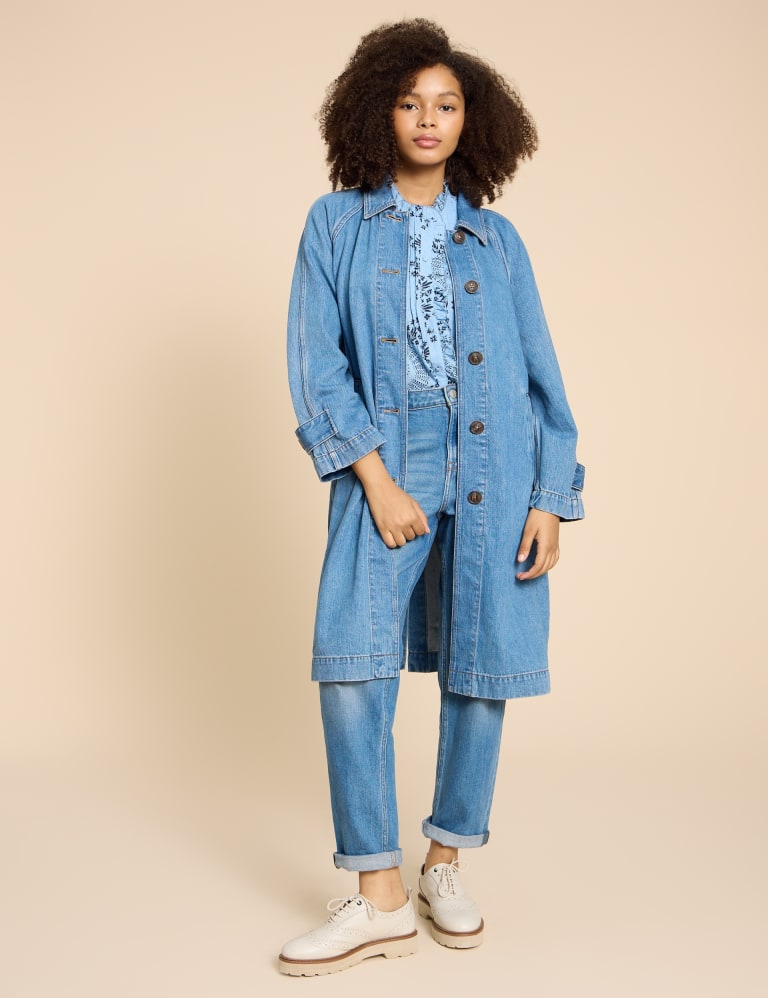 Denim Collared Longline Coat 1 of 7