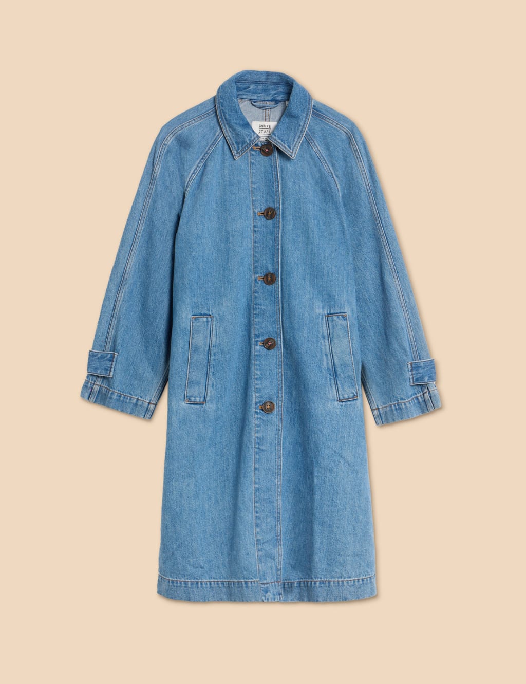 Denim Collared Longline Coat White Stuff M S