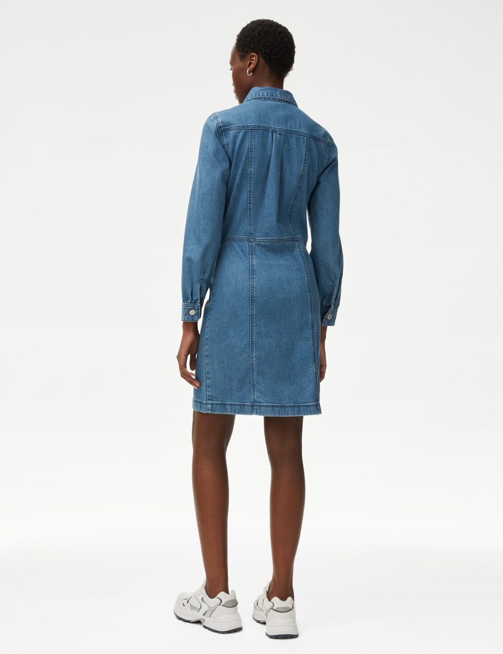 Denim Collared Mini Shirt Dress 4 of 4