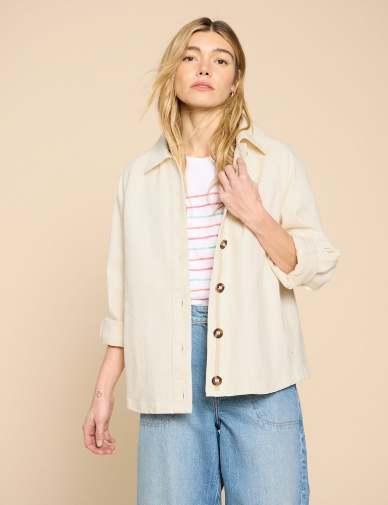 Denim Collared Relaxed Jacket 1 of 6