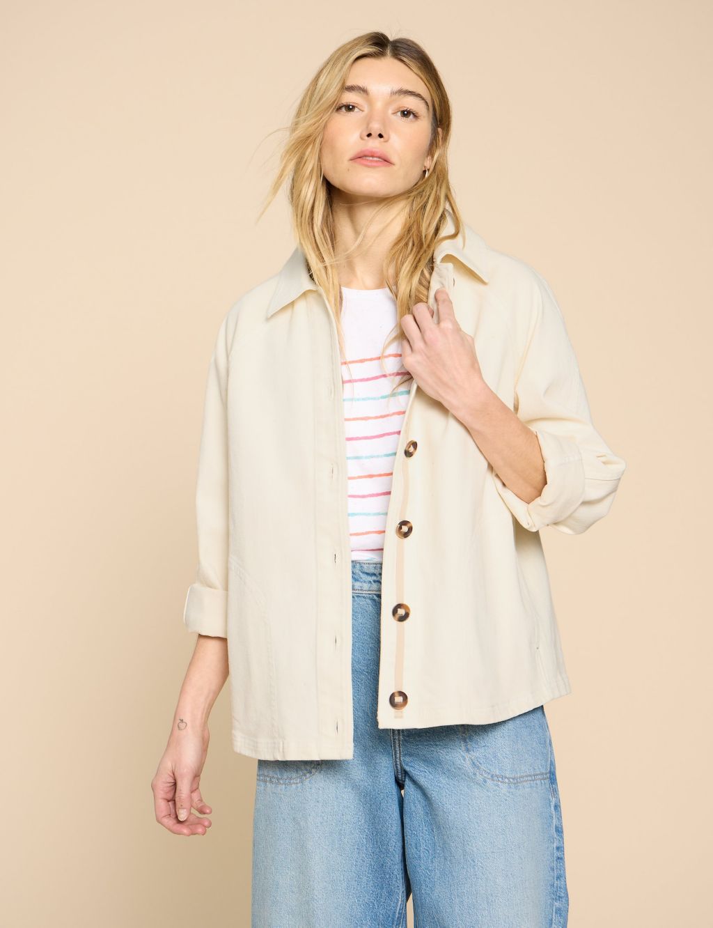 Denim Collared Relaxed Jacket 3 of 6