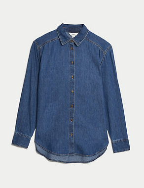 Denim Collared Relaxed Shirt Image 2 of 5